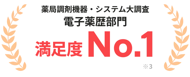 薬局調剤機器・システム大調査 電子薬歴部門 満足度No.1 ※3